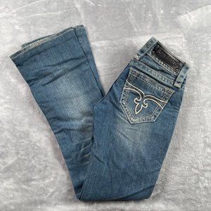 Rock Revival Jeans Womens 25 Boot Cut Low Rise Janet Distressed 30" Inseam